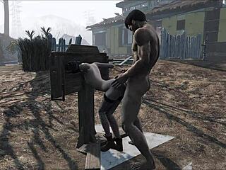 금발 노예가 Fallout 4 비디오에서 엉덩이를 니다