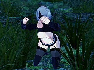 Yorha 2Bs vilda skogsmöte i Nier Automata-parodi