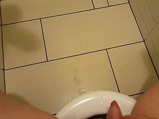 Public restroom puddle play with wetting and dirty fun