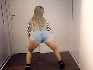 Brazilian blonde indulges in some sensual funk dancing