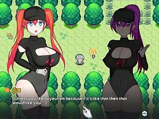 Jeu de sexe avec de petits seins et des combats sexuels dans un jeu de parodie pokemon