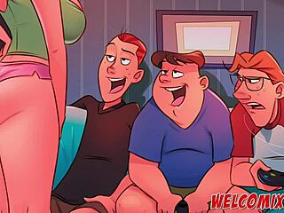 Animationsgruppe wird unartig in einem cartoon-artigen Gruppensex