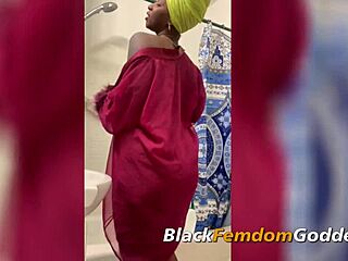 Ebony femdom video showcases interracial ass worship and goddess power