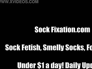 Watch as my dirty feet are worshiped in this sock and femdom video