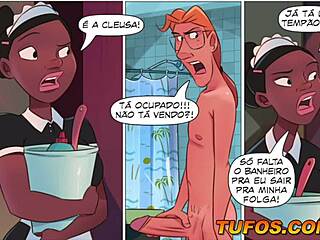 Seks oral dan anal dengan pembantu panas dan pembantu Brazil