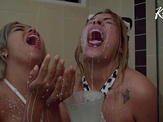 Kylie ja Ann, kaksi upeaa pornotähteä, osallistuvat tyttö-tyttö-toimintaan ja käyvät yhdessä kylvyssä saatuaan suihkun spermaa