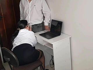 Seductive secretary indulges in steamy office affair