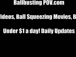 Educational ballbusting session for BDSM enthusiasts